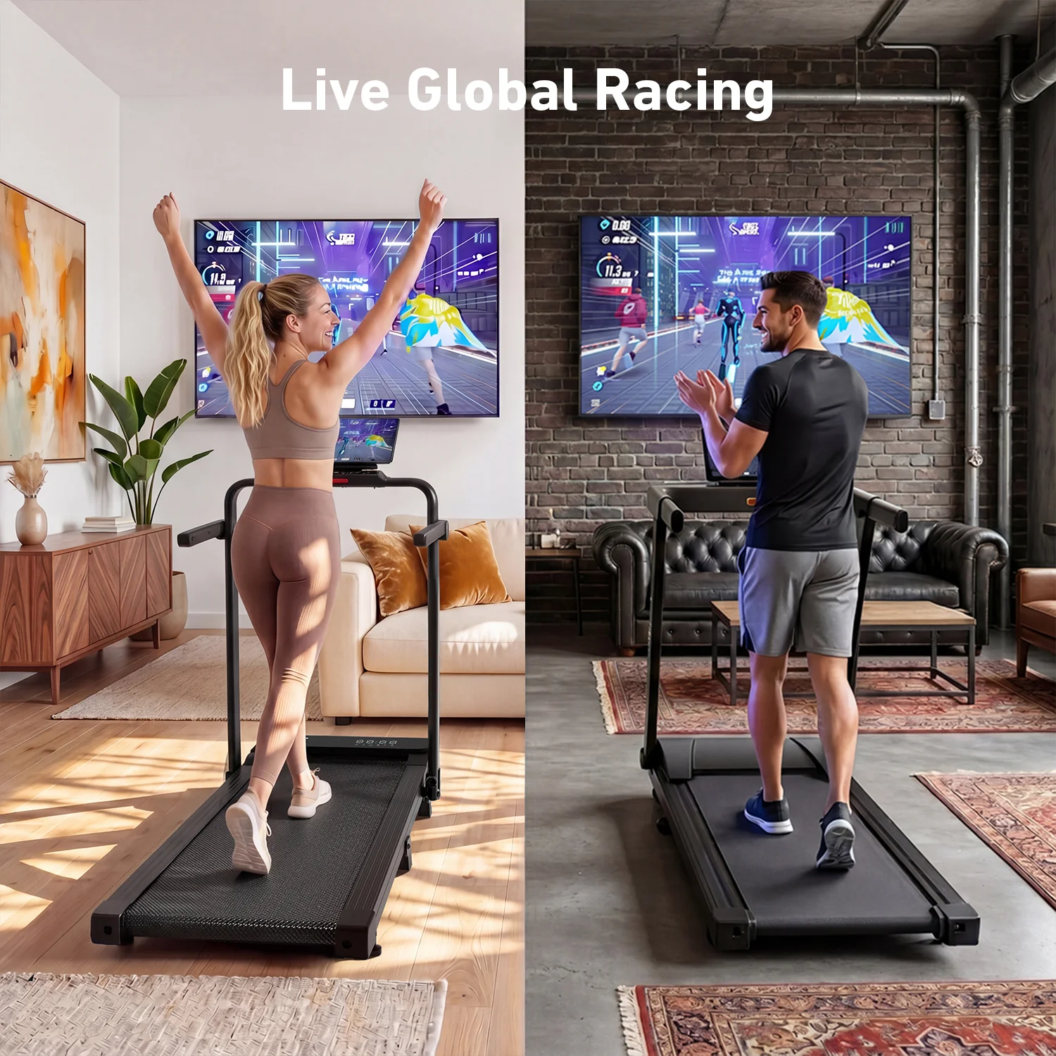 2026 New A6 Plus Handle 5% Incline 2 in 1 Foldable Treadmill with Whole Screen Upgraded Chip & NFC Support | 300 lbs, 7.5 mph, Black - Image 10