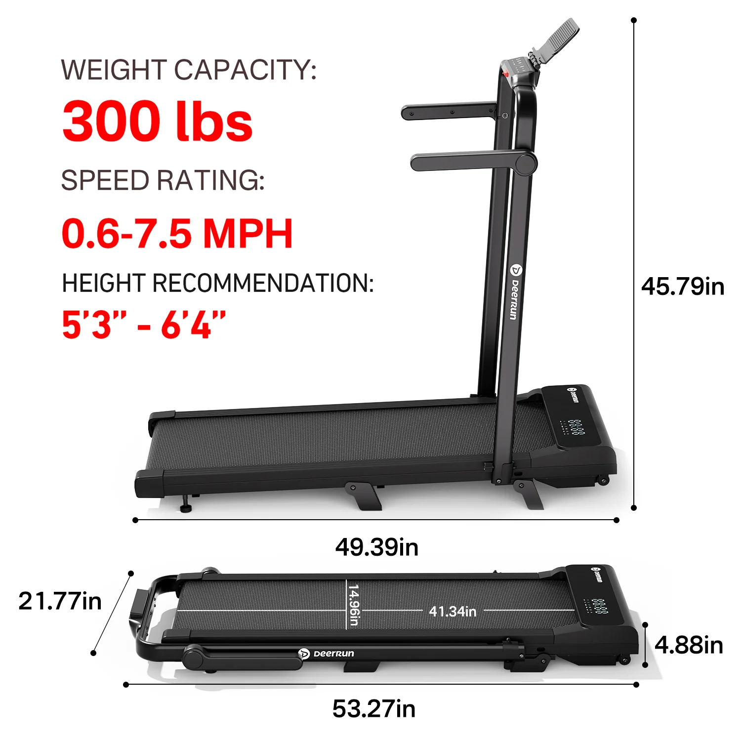 2026 New A6 Plus Handle 5% Incline 2 in 1 Foldable Treadmill with Whole Screen Upgraded Chip & NFC Support | 300 lbs, 7.5 mph, Black - Image 15