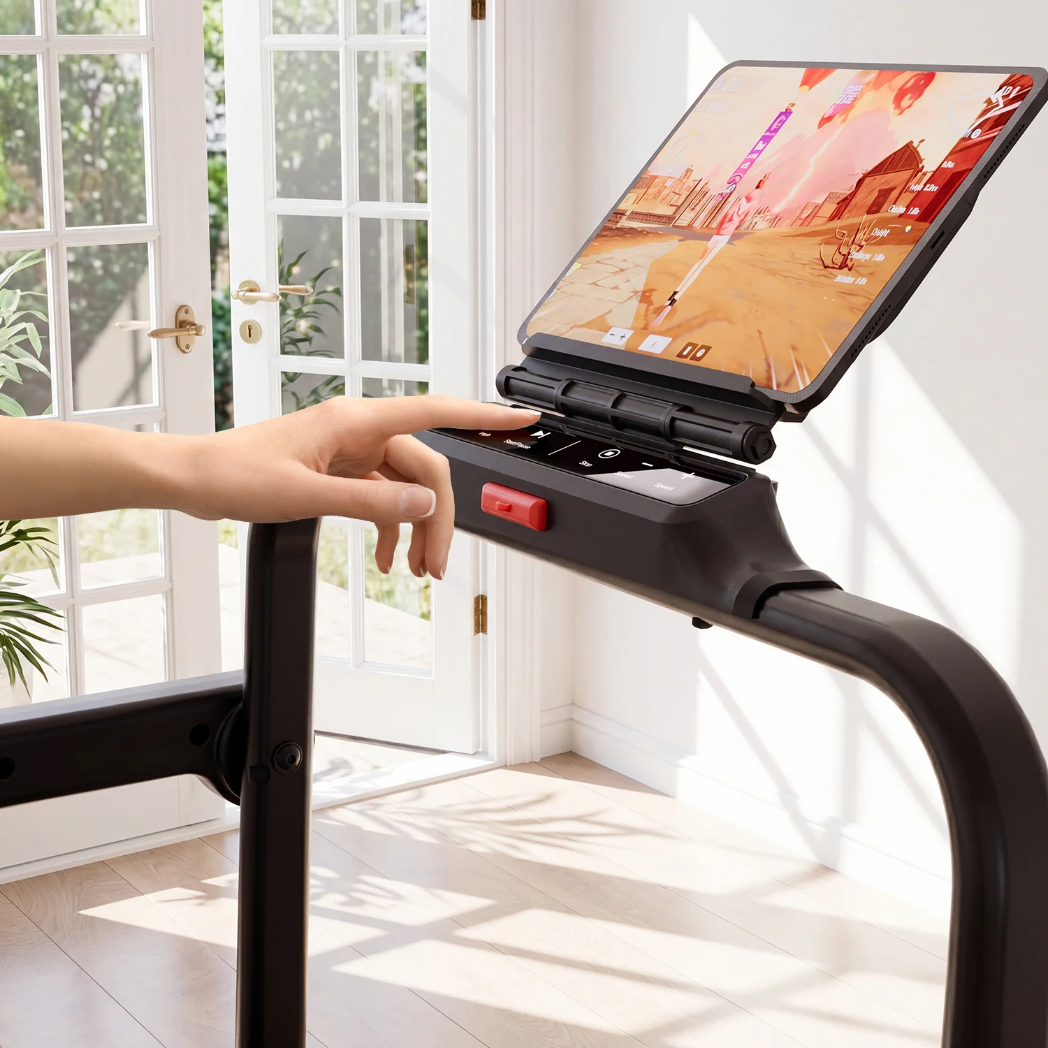 2026 New A6 Plus Handle 5% Incline 2 in 1 Foldable Treadmill with Whole Screen Upgraded Chip & NFC Support | 300 lbs, 7.5 mph, Black - Image 21
