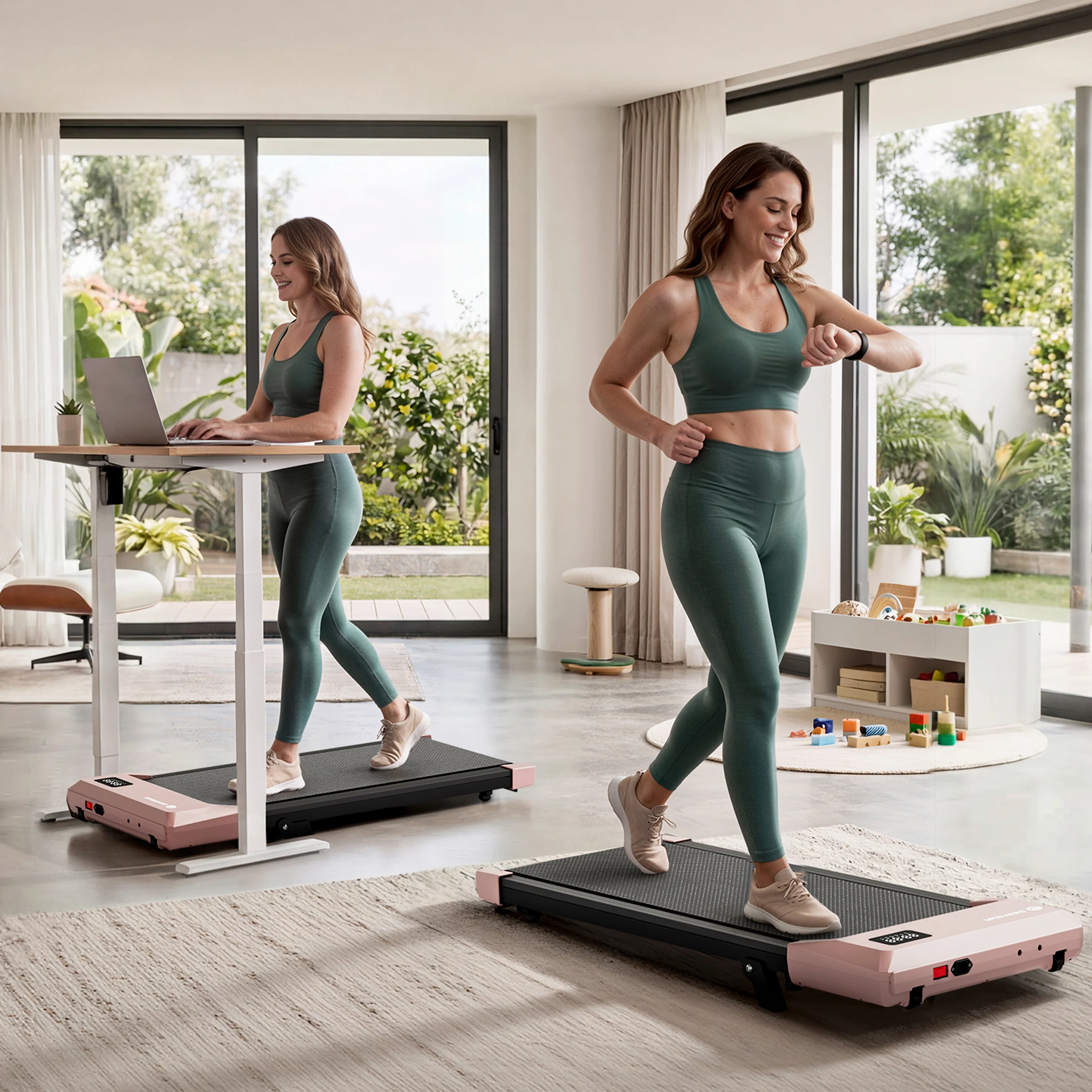 DeerRun Q2 Urban Smart Walking Pad with 7% Incline Treadmill Remote Control Rose Gold - Image 3