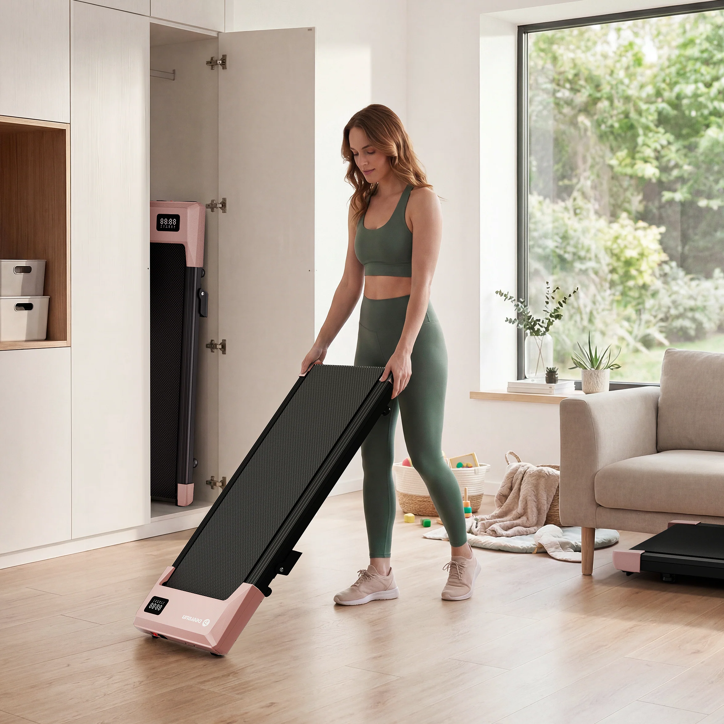 DeerRun Q2 Urban Smart Walking Pad with 7% Incline Treadmill Remote Control Rose Gold - Image 5