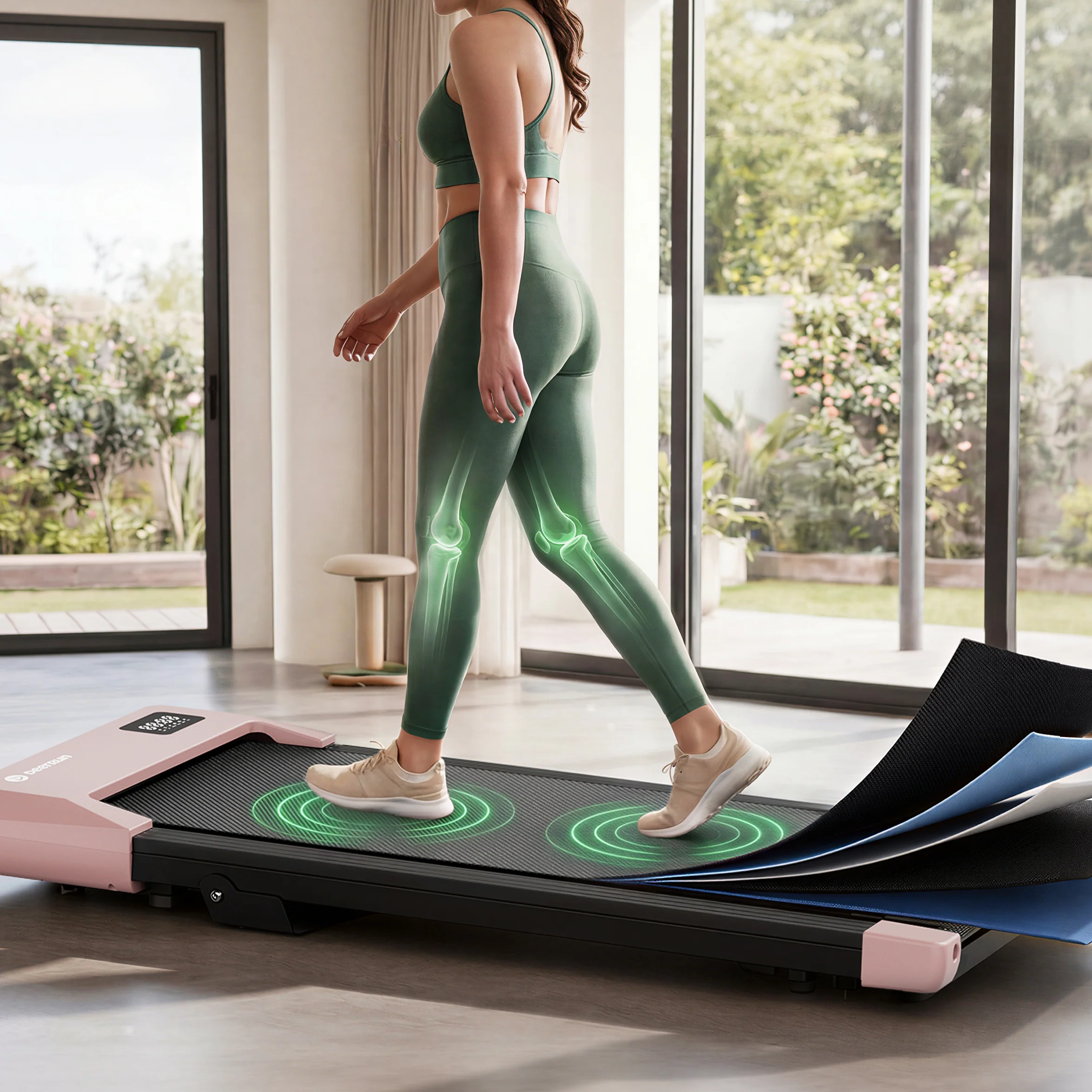 DeerRun Q2 Urban Smart Walking Pad with 7% Incline Treadmill Remote Control Rose Gold - Image 6